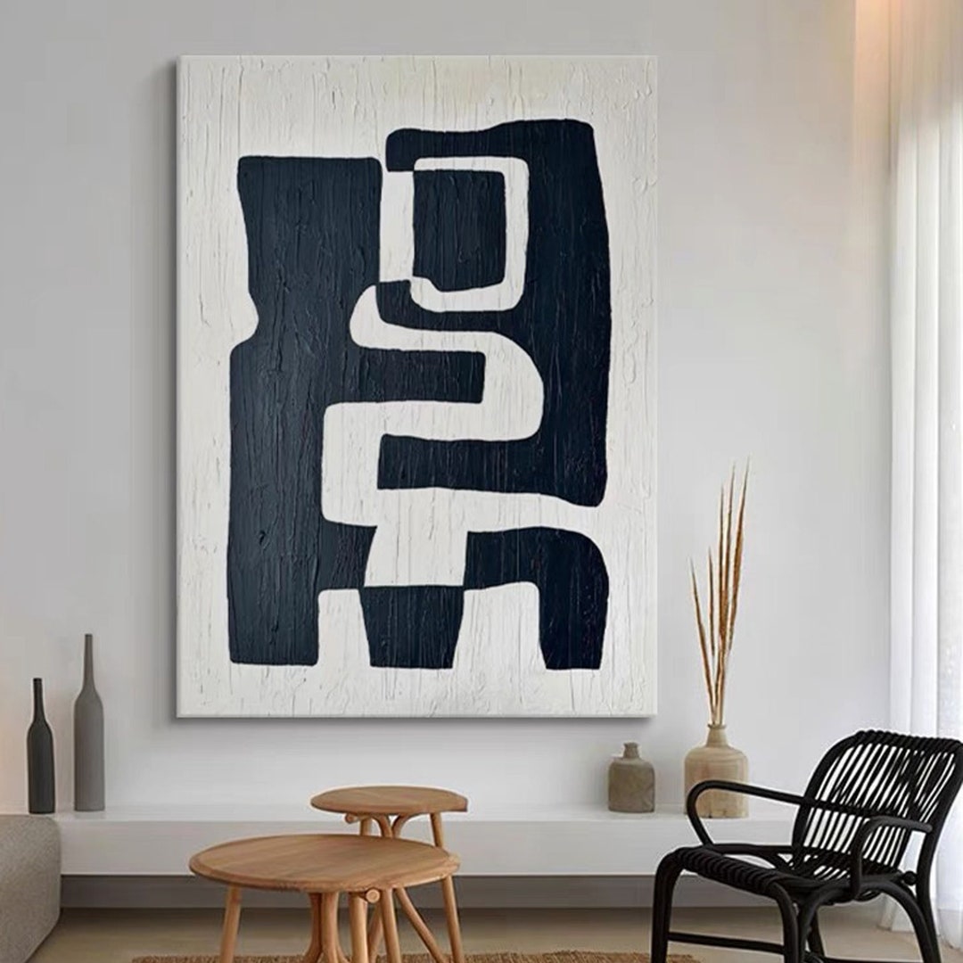Textured Black and White Abstract Painting, Wabi Sabi Wall Art - Etsy