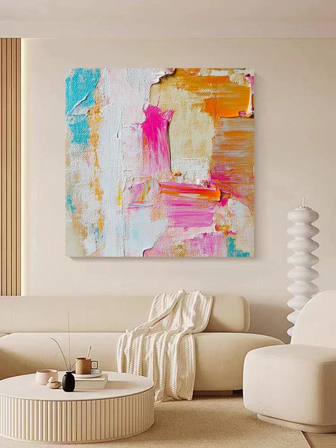 Colorful Abstract Oil Painting: Large Vibrant Canvas Wall Art - Etsy