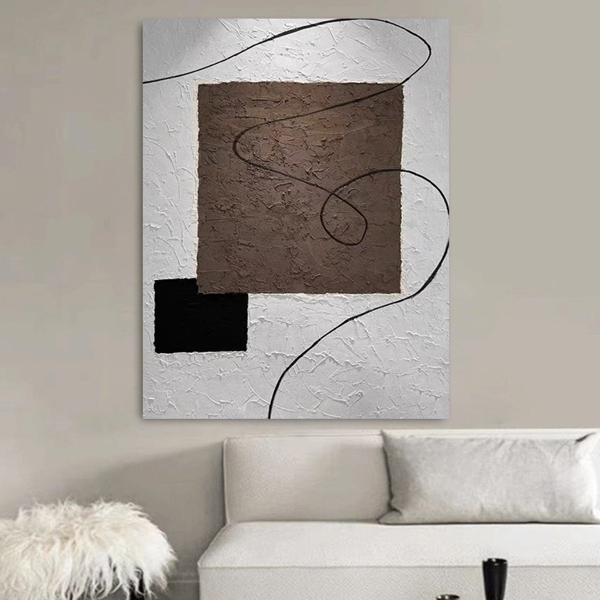 Wabi Sabi Wall Art Gray and White Abstract Minimalist Painting on ...