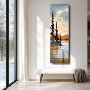 Long narrow Texture Landscape wall art , tall and thin canvas wall art, tree abstractionwall art, Nature Wall Art, Vertical Wall Art