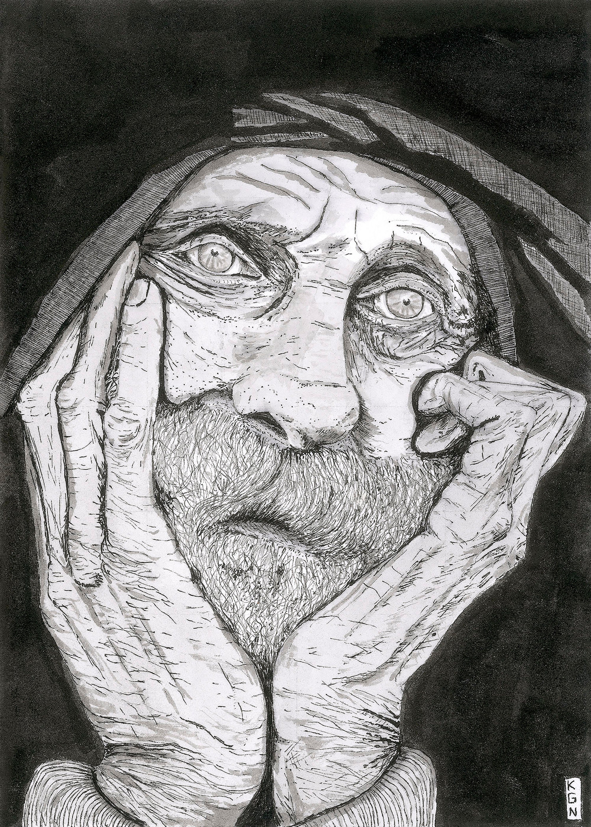 Old Man Portrait Print: Pen and Ink Giclee Art - Etsy