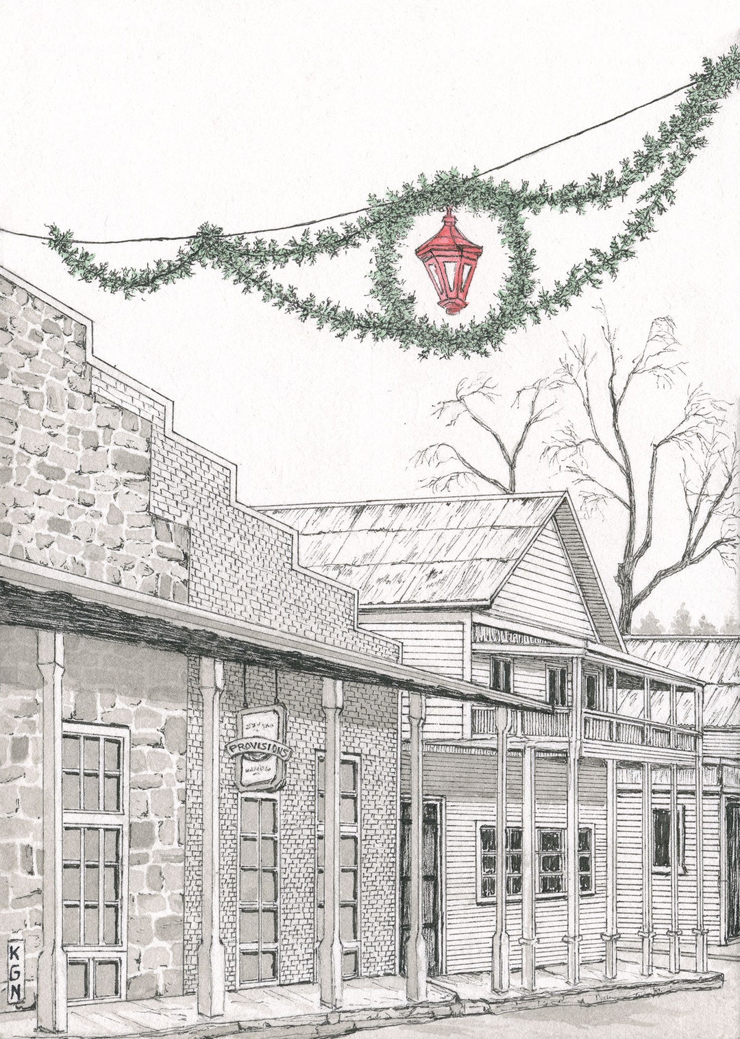 Sutter Creek Christmas Print: Pen and Ink Giclee Art - Etsy