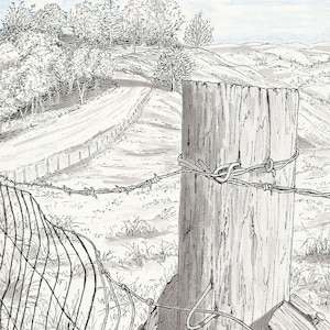 Country Road is an Original Pen and Ink Giclee Archival Ink Print of a ...