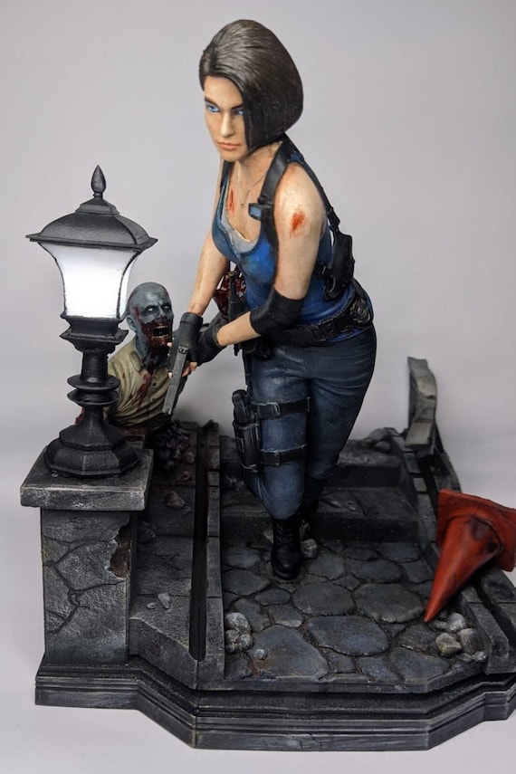 Diorama Inspired by Jill Valentine of Resident Evil 3 Cop Zombie Resident  Evil 3d Figure Action Resinn 