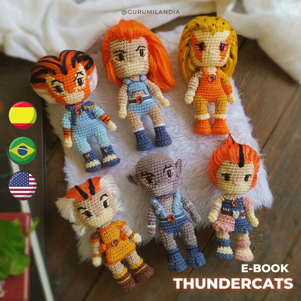 Anime dolls Thunder Cats Full Crew: Amigurumi Patterns - English & Spanish Version