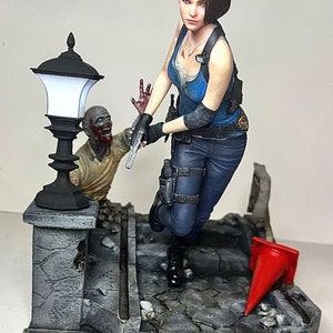Diorama Inspired by Jill Valentine of Resident Evil 3 + Cop Zombie - resident evil 3d - Figure Action - Resinn