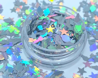 Astronomy shape glitter, Polyester Glitter, Tumblers, Slime, Deco, Crafts, Resin, Nail glitter, Space, Rocket, Spaceship, Confetti
