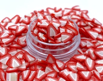 Strawberry fruit clay shape glitter, Polyester Glitter, Nail art, Tumblers, Cups, Slime, Deco, Crafts, Resin, Glitter, summer shape, red