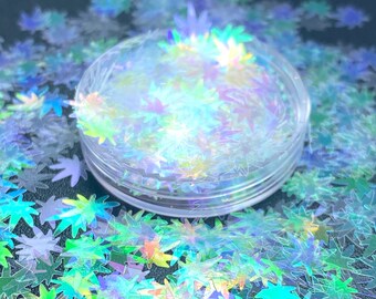 Clear Marijuana leaf shape, Polyester Glitter, Nail art, Tumblers, Cups, Slime, Deco, Crafts, Resin Art, Confetti, cannabis leaf, 420