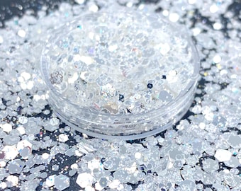 Silver glitter, Polyester Glitter, Nail art, Tumblers, Cups, Slime, Deco, Crafts, Resin Art, Confetti, silver, sparkly glitter
