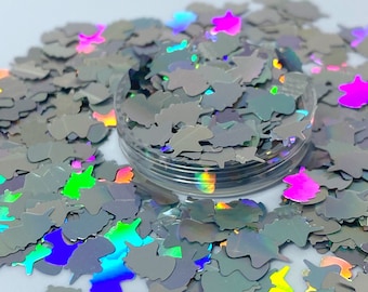 Unicorn shaped glitter, Polyester Glitter, Nail art, Tumblers, Cups, Slime, Deco, Crafts, Resin Art, Confetti, holographic, silver