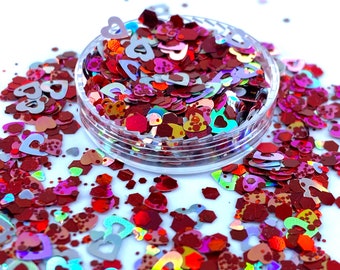 Paillettes mélangées en forme de coeur fou, Paillettes de polyester, Art d'ongle, Gobelets, Slime, déco, Loisirs créatifs, Résine, forme de coeur, Saint-Valentin, amour