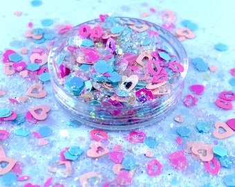 Valentines Day glitter, Polyester Glitter, Nail art, Tumblers, Slime, Deco, Crafts, Resin, hearts and lips shape, Valentine, love, February