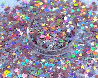 Baby girl mix shape glitter,Polyester Glitter, Nail art, Tumblers, Cups, Slime, Deco, Crafts, Resin, silver and pink, fairy, holographic