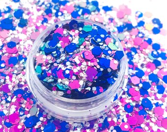 Blue and pink glitter, polyester, Nail art, Tumblers, Slime, Deco, Crafts, Resin Art, Glitter, Gender reveal, Confetti, Baby shower