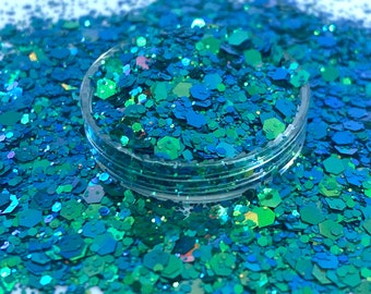 Ocean mix glitter, polyester, Nail art, Tumblers, Slime, Deco, Crafts, Resin Art, Glitter, color shifting glitter, green and blue glitter