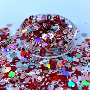 Valentines Day glitter, Polyester Glitter, Nail art, Tumblers, Slime, Deco, Crafts, Resin, heart and lip glitter, Cups, Valentine, love