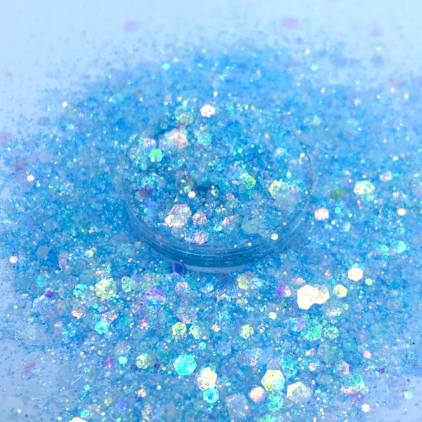 Baby Blue mix glitter, polyester, Nail art, Tumblers, Slime, Deco, Crafts, Resin Art, Glitter, color shifting glitter, light blue glitter