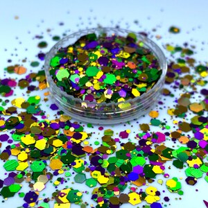New Orleans mix glitter, Fat Tuesday, Polyester Glitter, Tumblers, Slime, Deco, Crafts, Resin, Nail glitter, Nail art, Confetti, Carnival