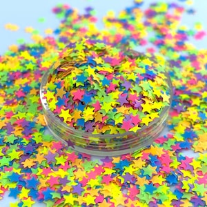 Tiny Star Shape Glitter, Polyester Glitter, Nail art, Tumblers, Slime, Deco, Crafts, Resin Art, Confetti, Neon, Stars