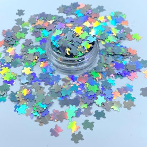 Silver turtle shape glitter, Polyester, Tumblers, Slime, Deco, Crafts, Resin, Nail glitter, Sea, Ocean, Silver Turtle, animal shape,Confetti