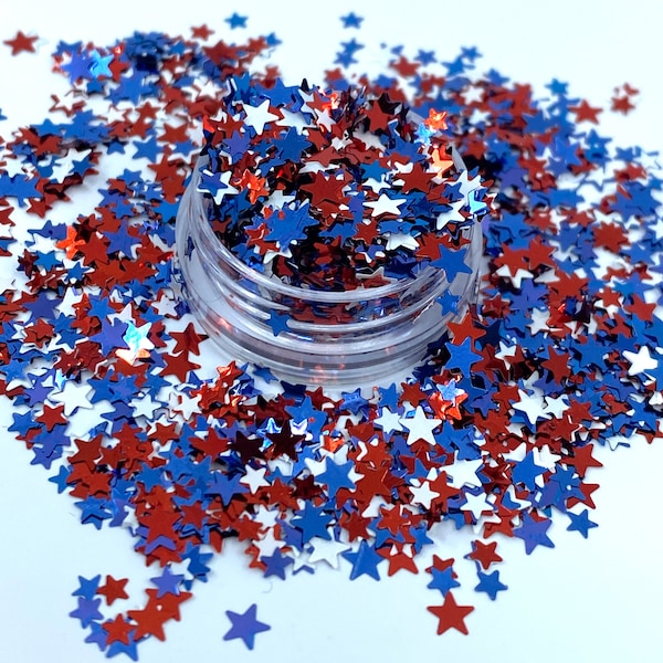 Red, white and blue star shape glitter, 4th of July, Polyester Glitter, Tumblers, Slime, Deco, Crafts, Resin, Nail glitter,Confetti, Freedom