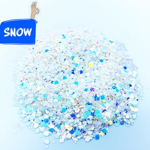 Iridescent snow mix glitter, Polyester Glitter, Nail art, Tumblers, Cups, Slime, Deco, Crafts, Resin Art, Holiday Glitter, Confetti, ice
