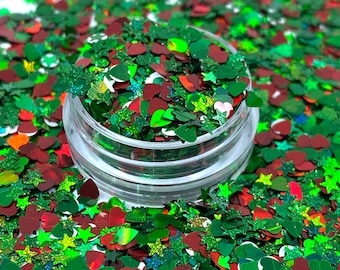 Christmas love mix shape glitter, Polyester Glitter, Nail art, Tumblers, Slime, Deco, Crafts, Resin Art, Glitter, Confetti, Christmas heart