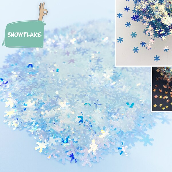 Iridescent snowflake Glitter, Polyester Glitter, Nail art, Tumblers, Slime, Deco, Crafts, Resin Art, Holiday Glitter, Confetti, clear flake