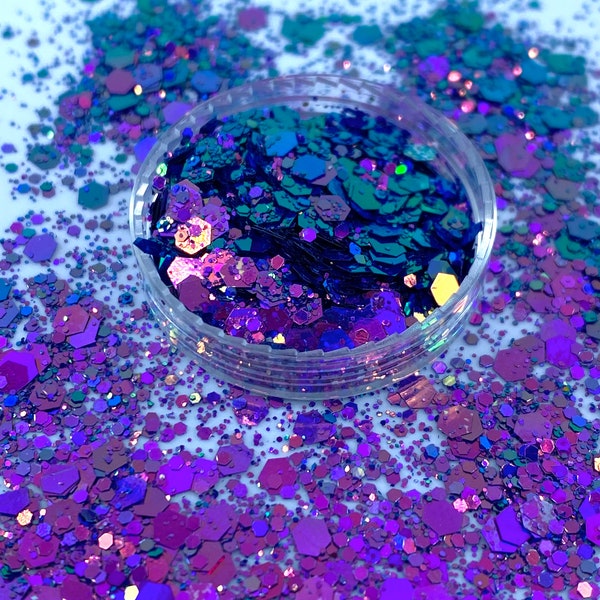 Octopus color shift mix glitter, polyester, Nail art, Tumblers, Slime, Deco, Crafts, Resin Art, Confetti, color shifting glitter, purple