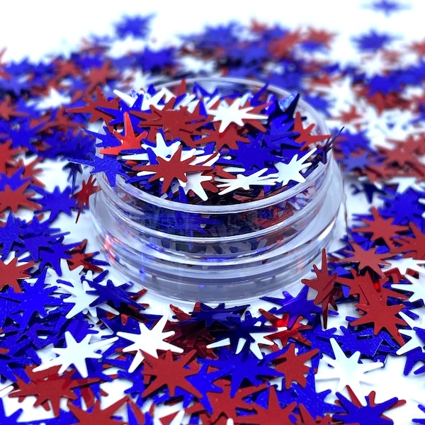 Red, white and blue shape glitter, 4th of July, Polyester Glitter, Tumblers, Slime, Crafts, Resin, Nail glitter, Confetti, Fireworks, boom