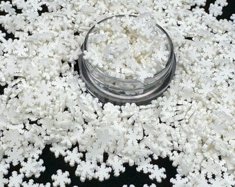 White snowflake different size shape clay glitter, Winter, Tumblers, Cups, Slime, Crafts, Confetti, snowflake shape, baby shower, X-mas