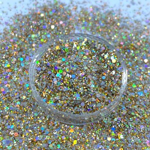 Gold mix glitter, Polyester Glitter, Tumblers, Slime, Deco, Crafts, Resin, Nail glitter, Nail art, Cups, Confetti, Stardust