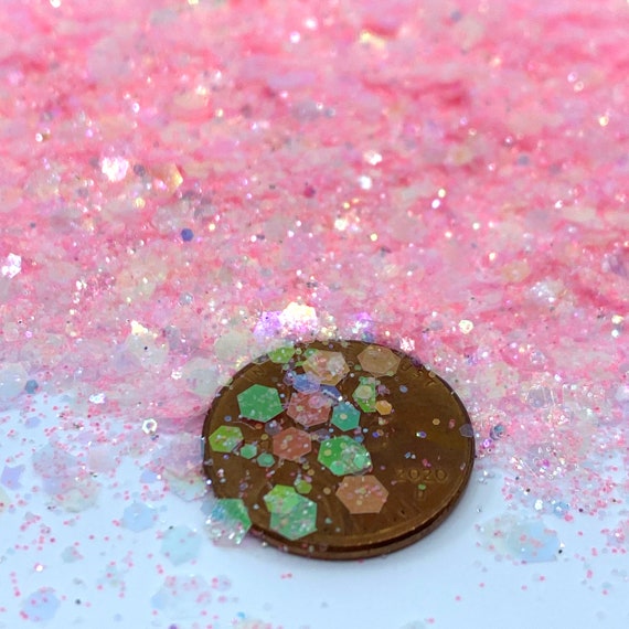 Love Struck - Baby Pink Iridescent Heart Shaped Glitter Mix