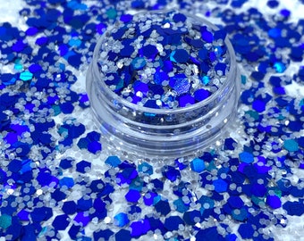 Blue and silver glitter, Polyester Glitter, Nail art, Tumblers, Cups, Slime, Deco, Crafts, Resin Art, Glitter, Confetti, ocean, football