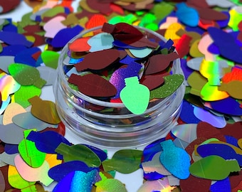 Colorful light bulb shape, Polyester Glitter, Nail art, Tumblers, Cups, Slime, Deco, Crafts, Resin Art, Glitter, Confetti, light bulb, x-mas