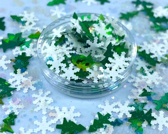 X-mas shape mix glitter, Polyester Glitter, Nail art, Tumblers, Cups, Slime, Deco, Crafts, Resin Art, Glitter, Confetti, Tree and snowflake