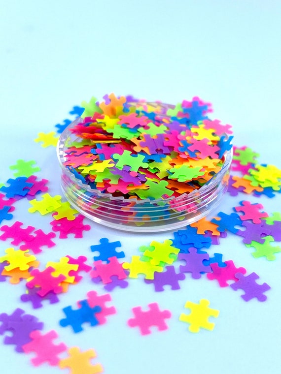 Autism Puzzle Shaped Glitter, Polyester Glitter, Nail art, Tumblers, Slime,  Deco, Crafts, Resin Art, Confetti, Neon, Autism Awareness