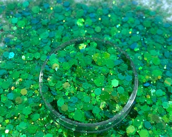 Ombre Green mix glitter, polyester, Nail art, Tumblers, Slime, Deco, Crafts, Resin Art, Glitter, St. Patrick's Day, Luck, lucky