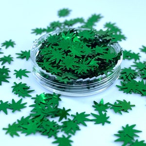 Green Marijuana shape, Polyester Glitter, Nail art, Tumblers, Cups, Slime, Deco, Crafts, Resin Art, Glitter, Confetti, cannabis leaf, 420