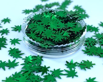 Marijuana shape, Polyester Glitter, Nail art, Tumblers, Cups, Slime, Deco, Crafts, Resin Art, Glitter, Confetti, cannabis leaf, 420
