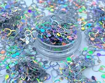 Stethoscope Holographic Shape Glitter, Silver, Polyester Glitter, Nail art, Tumblers, Slime, Deco, Crafts, Resin Art, Glitter, Confetti,