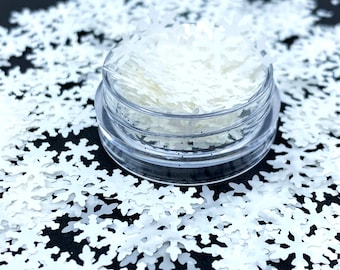 White snowflake shape glitter, Polyester Glitter, Nail art, Tumblers, Cups, Slime, Deco, Crafts, Resin, Confetti, snowflake shape, x-mas