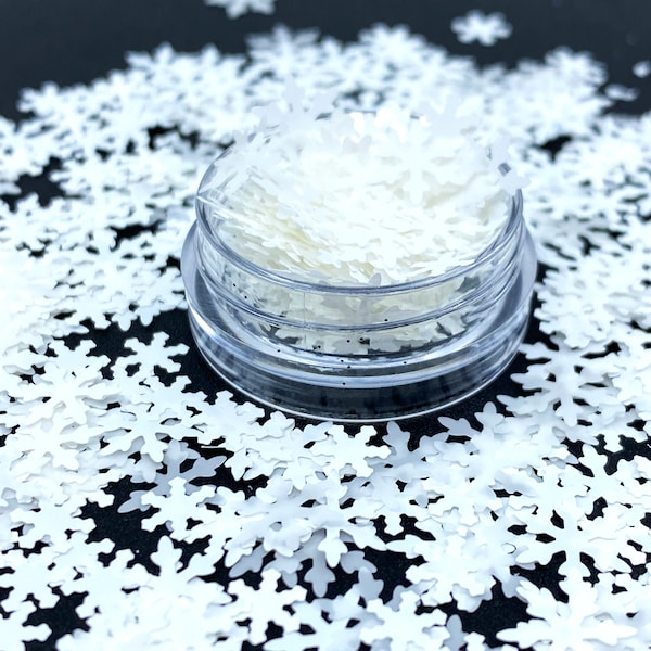 White snowflake shape glitter, Polyester Glitter, Nail art, Tumblers, Cups, Slime, Deco, Crafts, Resin, Confetti, snowflake shape, x-mas