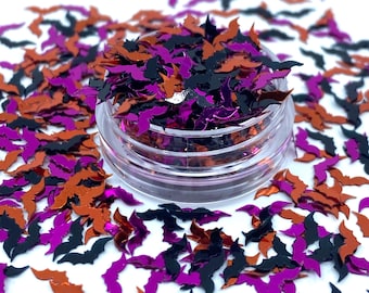 Colorful bats glitter, Polyester Glitter, Nail art, Tumblers, Cups, Slime, Deco, Crafts, Resin Art, Glitter, Confetti, Bat shape, Halloween