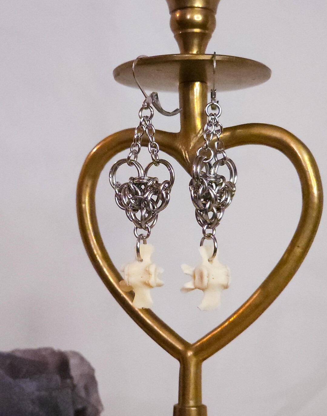 Beloved Death Chainmaille Rabbit Vertebrae Spine Earrings - Etsy