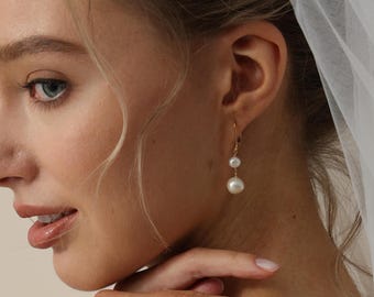 Genuine Baroque Bridal Pearl Drop Earring-14K Gold Filled Bridemaid Earrings-Sterling Sliver Wedding Pearl Earrings-Sensitive Skin Friendly