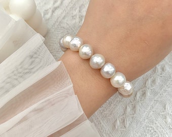 Genuine Baroque Pearl Bracelet -Gold Filled Pearl Bracelet- Pearl Beaded Bracelet