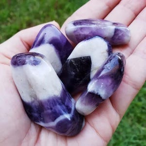 Amethyst Chevron / Cacoxenite - Premium Tumbled Stones, Highest Quality AAA Healing Crystals, Gems and Crystals for Spiritual Growth