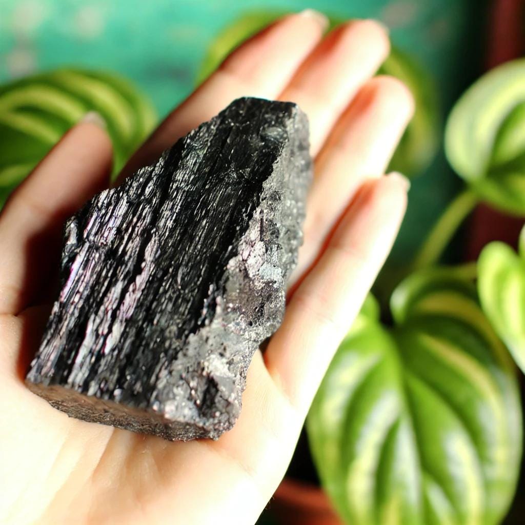Raw Black Tourmaline with MICA Natural Crystals, Rough Black Tourmaline with Mica, Healing Crystals and Stones, PROTECTION at Home